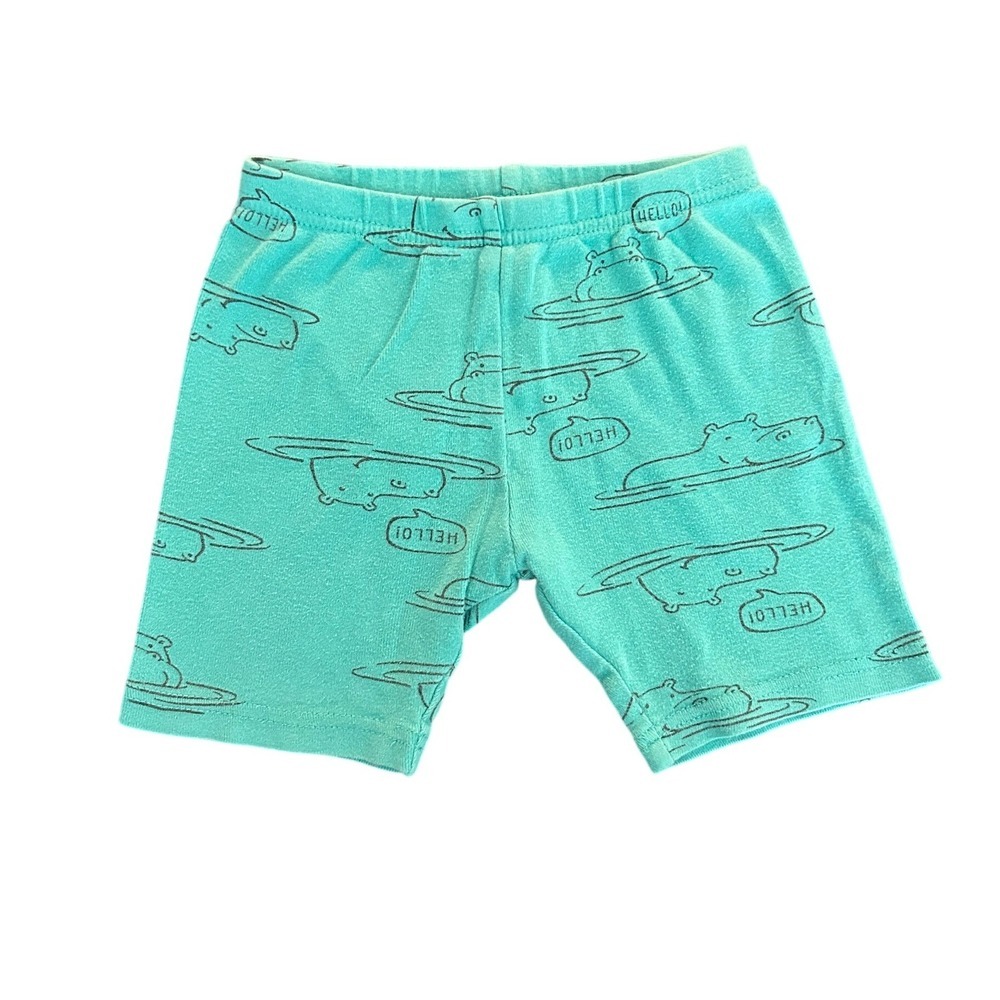 Carters Toddler Boys Teal Hippo Hello Pajama Shorts Size 2T (1306)